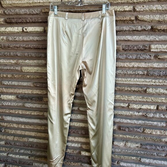 Banana Republic Vintage Metallic Gold Shiny Satin Pants Size 10 NWT - Picture 2 of 6
